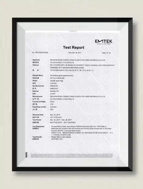 Huasu REACH Certificate