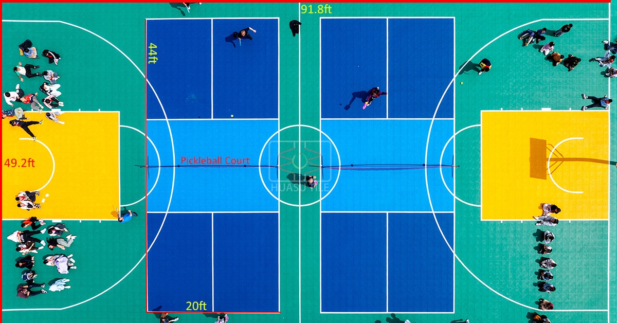 3x3 basketball court dimensions diagram with interlocking court tiles