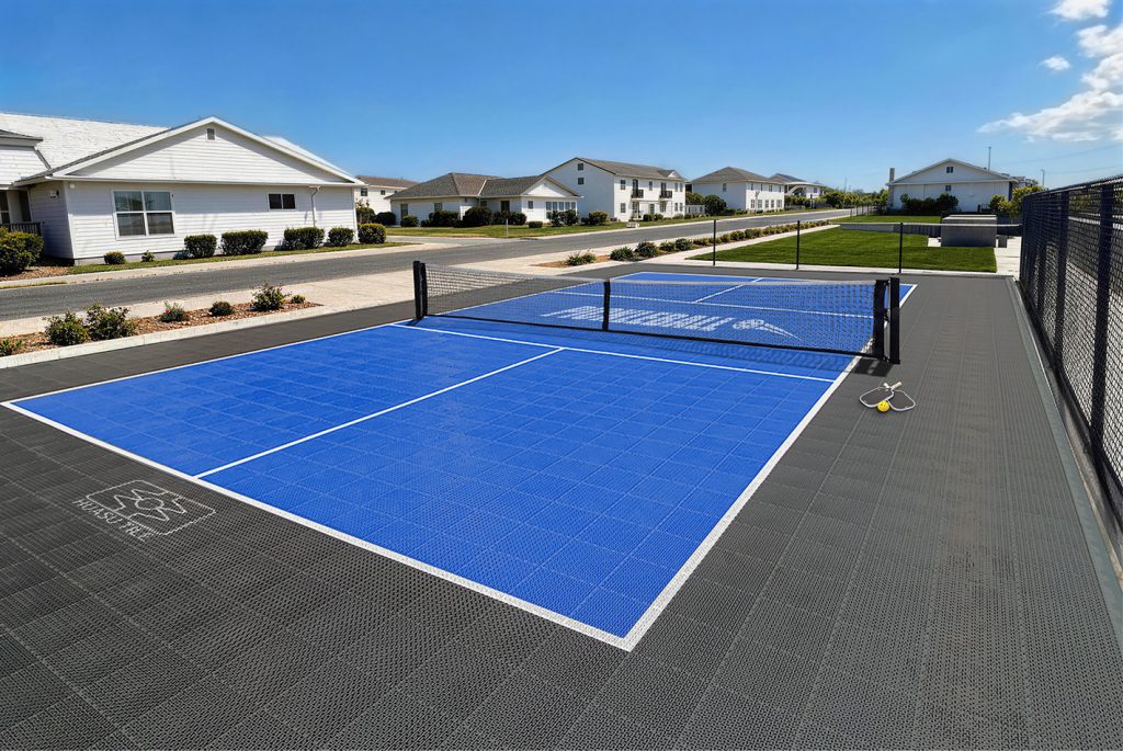 Interlocking pickleball court tiles for Champion